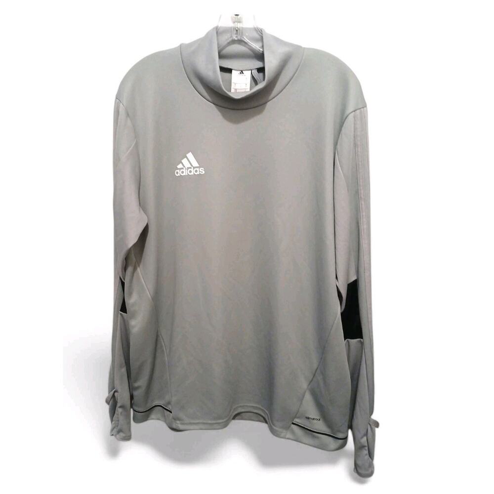 Y2K ADIDAS Tiro Training Jersey Men's L Gray striped Long Sleeve Climacool Sport